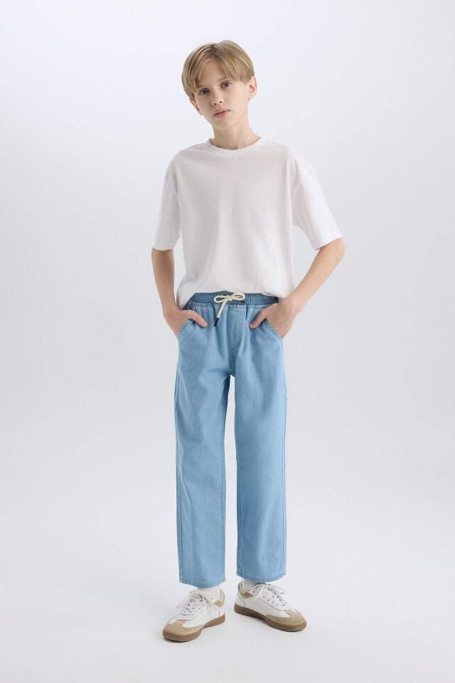 Erkek Çocuk Straight Fit Düz Paça Basic Düz Jean Pantolon
