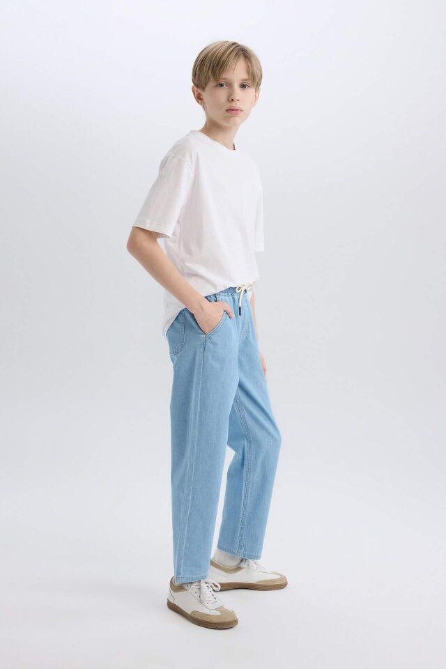 Erkek Çocuk Straight Fit Düz Paça Basic Düz Jean Pantolon