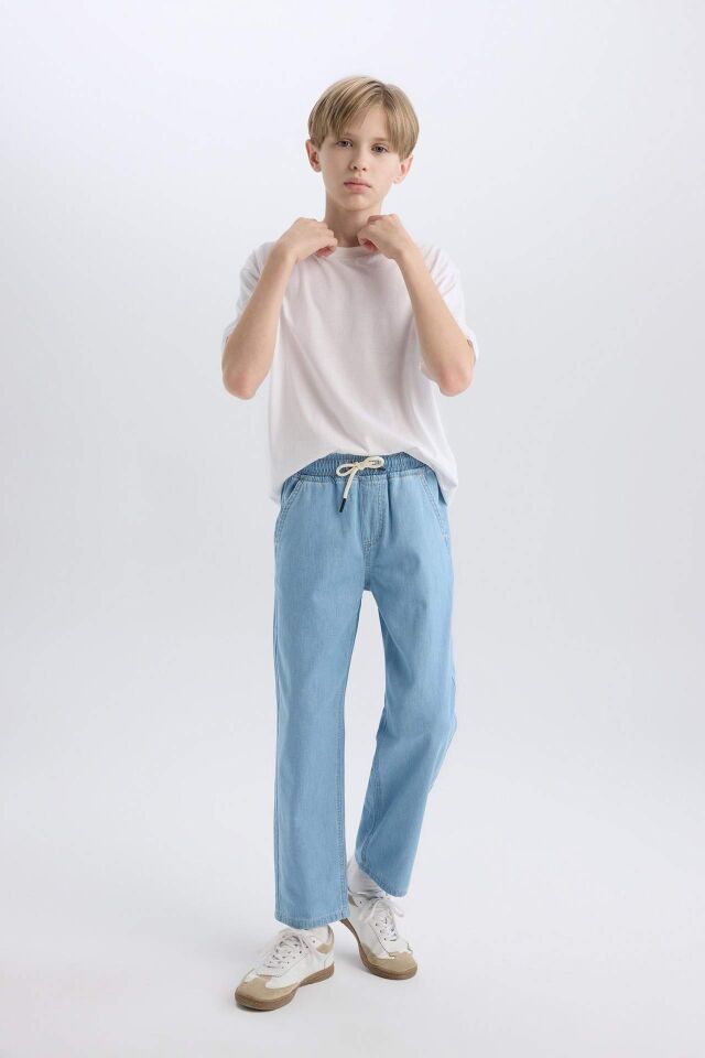 Erkek Çocuk Straight Fit Düz Paça Basic Düz Jean Pantolon