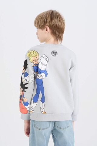 Erkek Çocuk Dragon Ball New Bisiklet Yaka Sırt Baskılı Kalın Sweatshirt