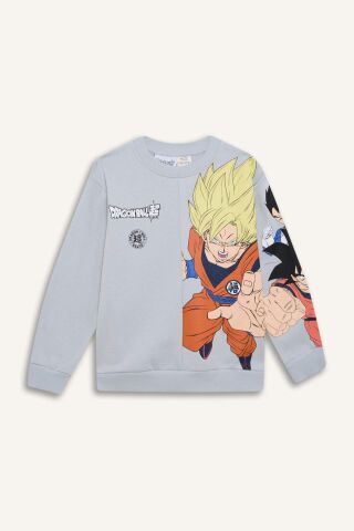 Erkek Çocuk Dragon Ball New Bisiklet Yaka Sırt Baskılı Kalın Sweatshirt