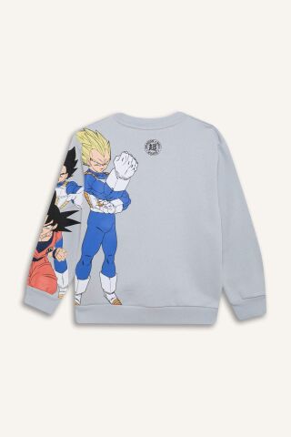 Erkek Çocuk Dragon Ball New Bisiklet Yaka Sırt Baskılı Kalın Sweatshirt