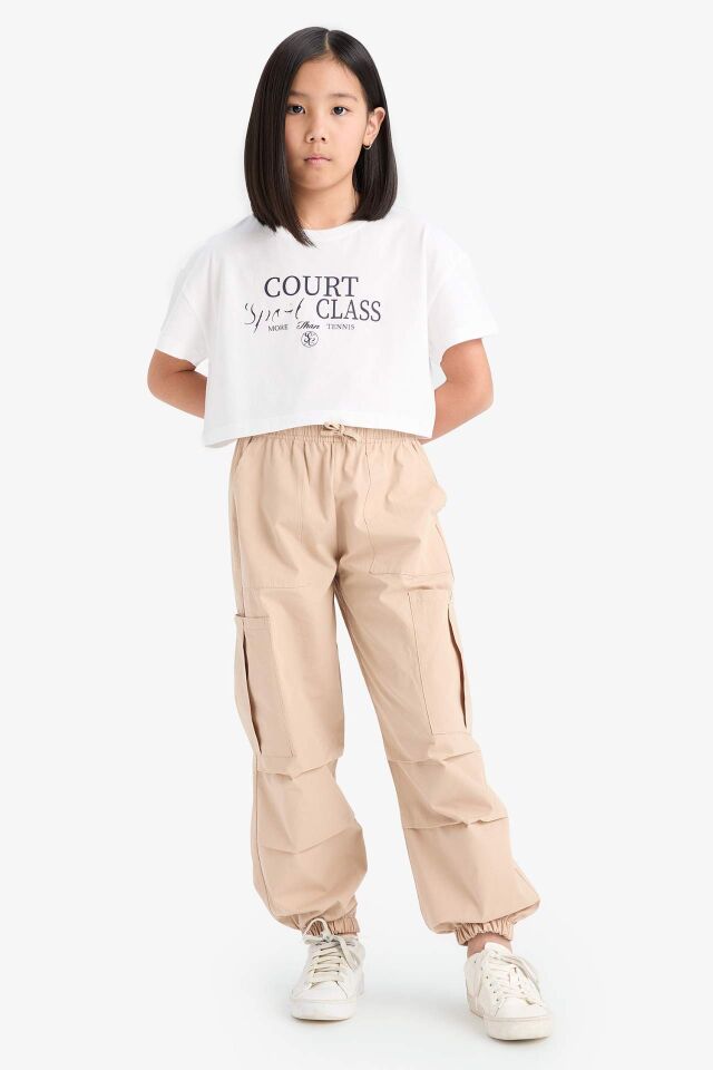 Kız Çocuk Paraşüt Kargo Cepli Jogger Paça Pantolon