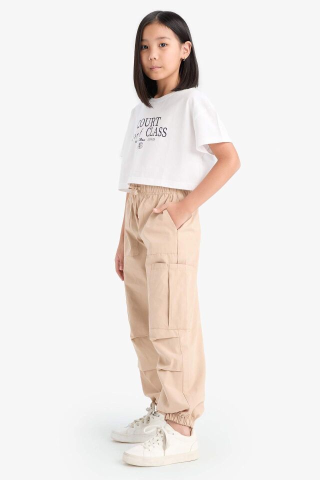 Kız Çocuk Paraşüt Kargo Cepli Jogger Paça Pantolon