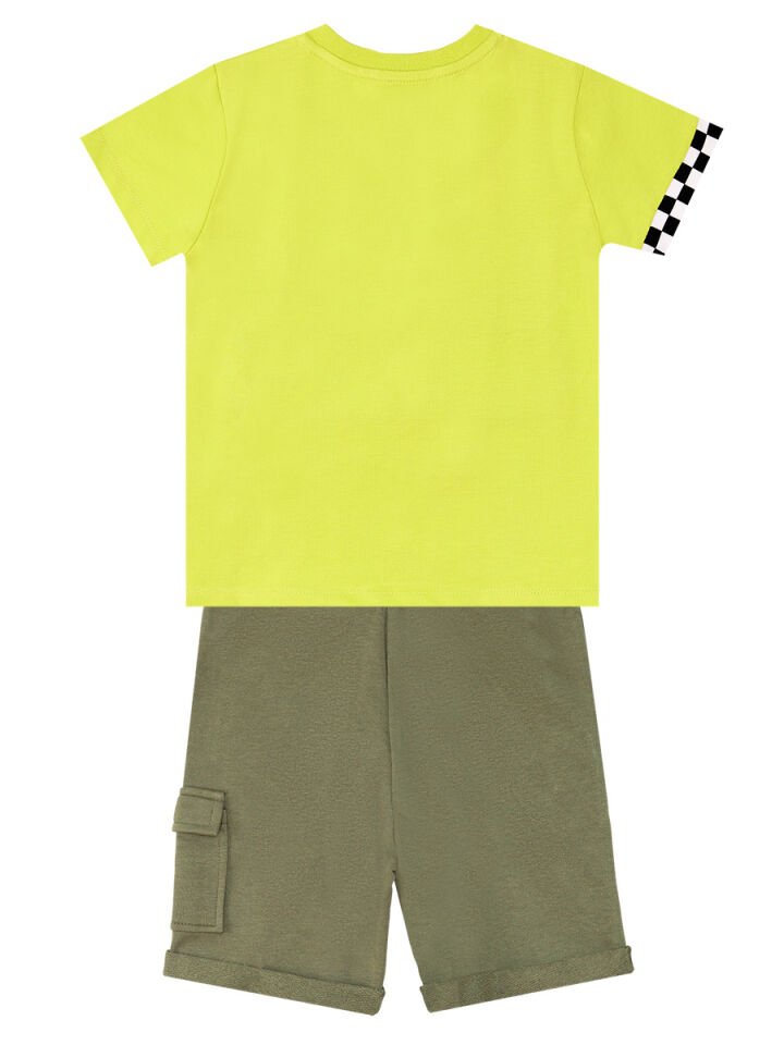 Motosiklet Turu Erkek Çocuk T-Shirt Şort Takım 5 Y - Yeşil, Haki