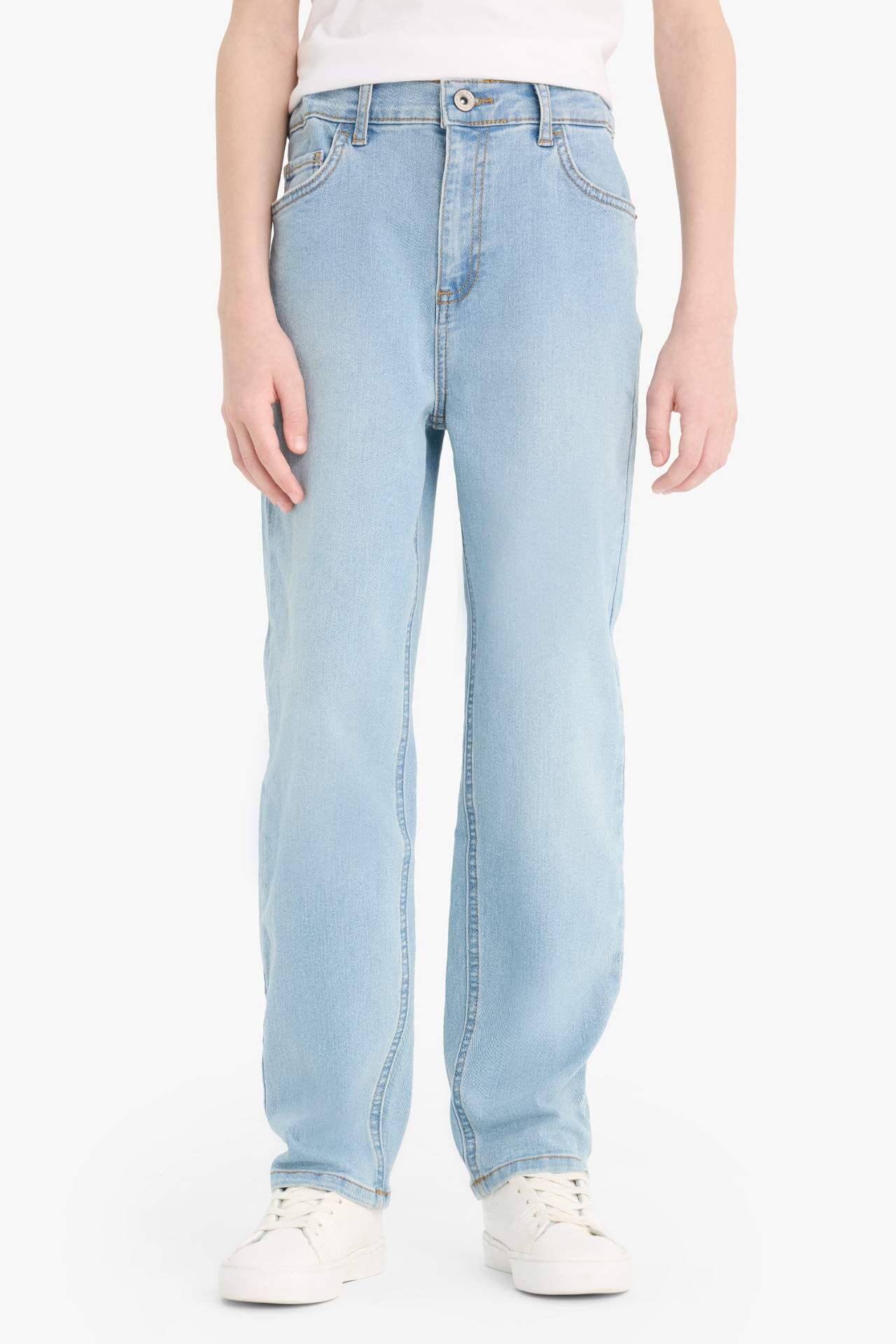 Erkek Çocuk Straight Fit Düz Paça Cepli Basic Düz Jean Pantolon