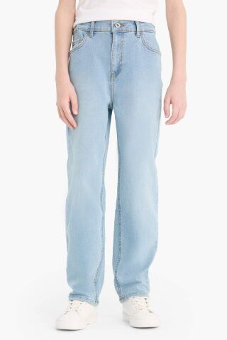 Erkek Çocuk Straight Fit Düz Paça Cepli Basic Düz Jean Pantolon