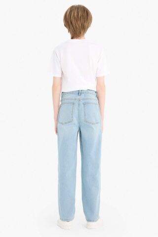 Erkek Çocuk Straight Fit Düz Paça Cepli Basic Düz Jean Pantolon