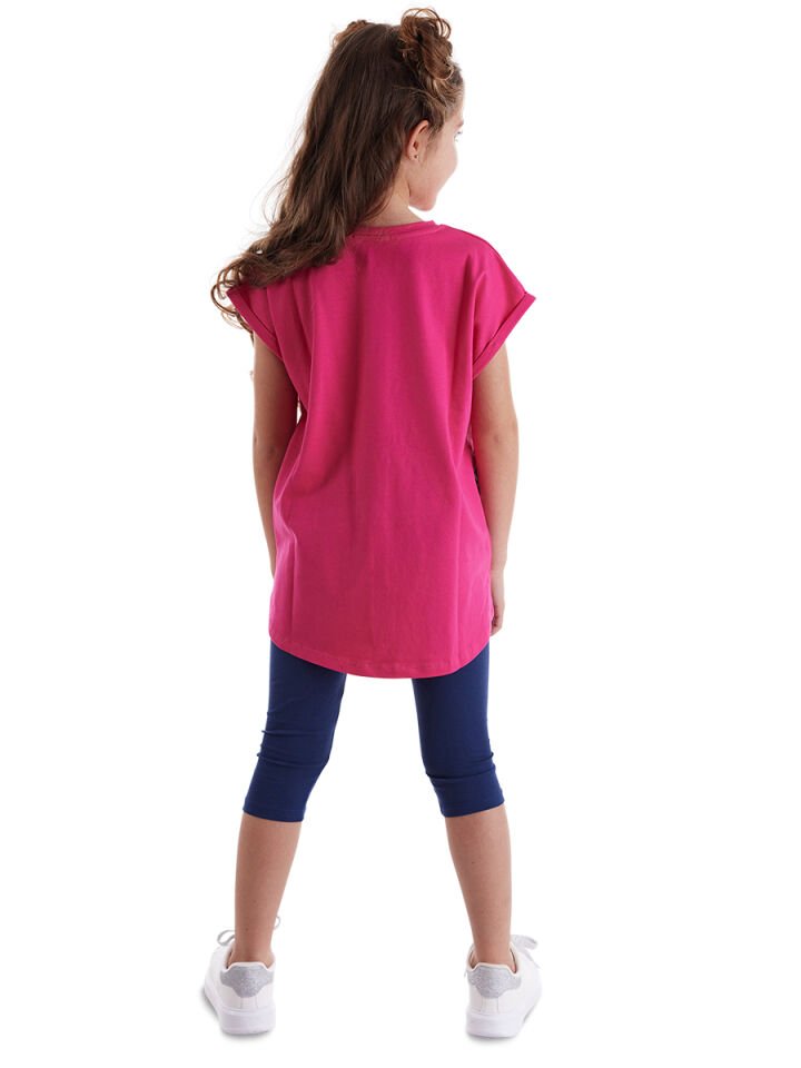 Unicorn Çantalı Kız Çocuk T-shirt Takım 3 Y - Pembe, Lacivert