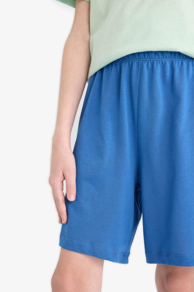 Erkek Çocuk Pijama Takımı Baskılı Kısa Kollu Tişört Beli Lastikli Şort