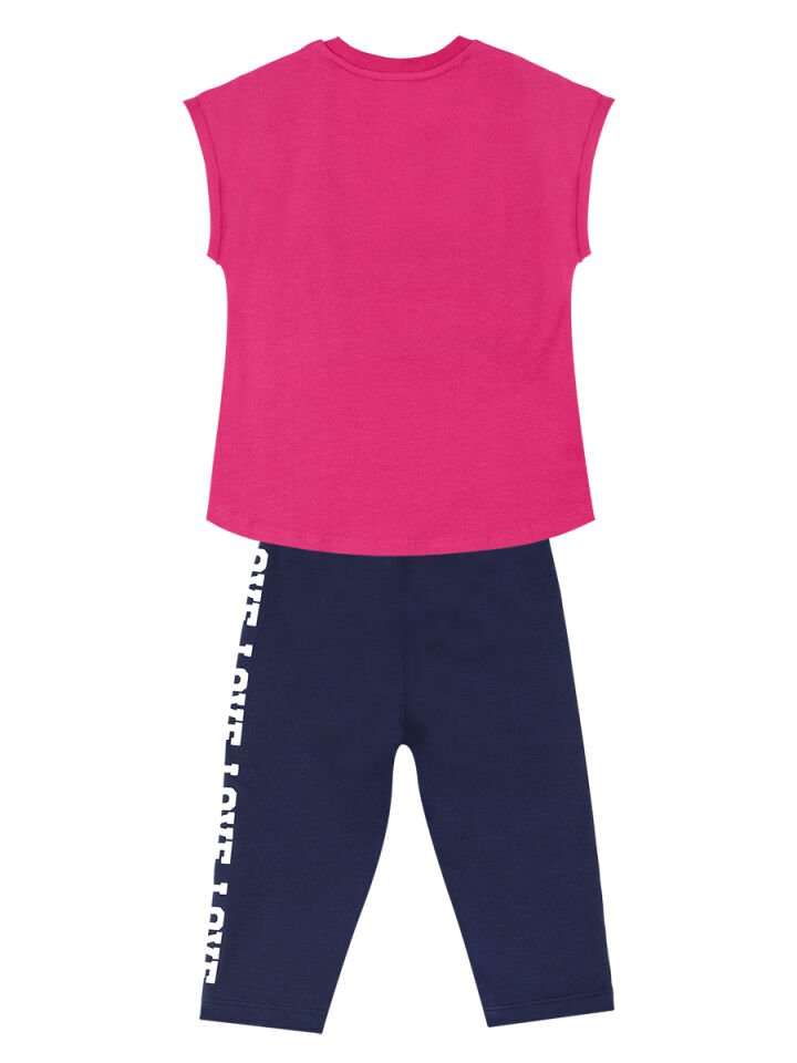Unicorn Çantalı Kız Çocuk T-shirt Takım 7 Y - Pembe, Lacivert