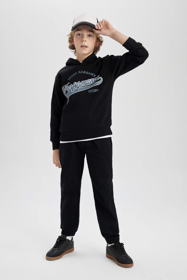 Erkek Çocuk Beli Bağcıklı Cepli Lastikli Paça Jogger Basic Düz Pantolon