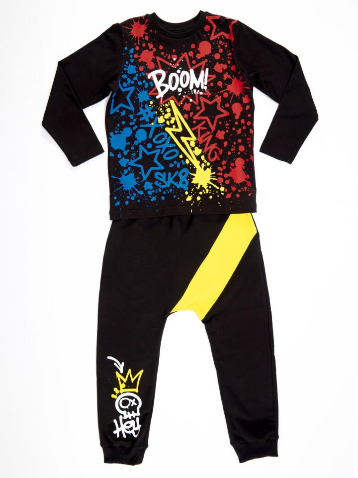 Hey Boom Erkek Çocuk T-shirt Pantolon Takım 10 Y - Siyah