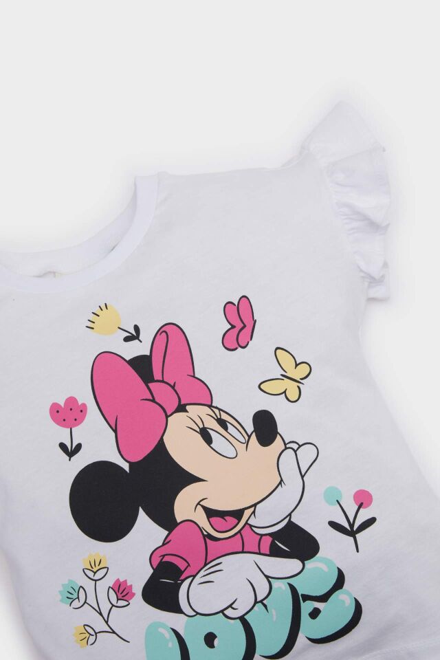 Kız Bebek Disney Mickey & Minnie Bisiklet Yaka Kısa Kollu Tişört
