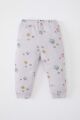 Kız Bebek Pijama Takımı Waffle Yıldız Desenli Uzun Kollu Üst Beli Lastikli Uzun Alt