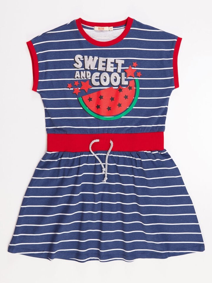 Cool Melon Çizgili Kız Çocuk Elbise