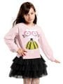 Kalp Gözlük Kız Çocuk Tüllü Sweatshirt Etek Takım