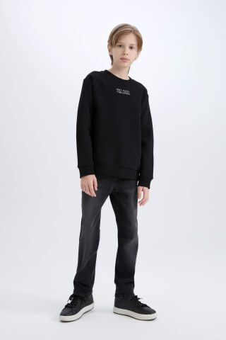 Erkek Çocuk Bisiklet Yaka Sırt Baskılı Sweatshirt