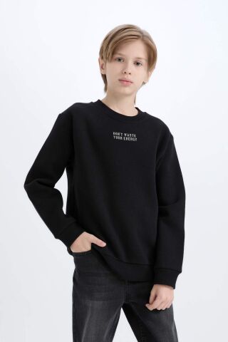 Erkek Çocuk Bisiklet Yaka Sırt Baskılı Sweatshirt