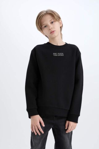 Erkek Çocuk Bisiklet Yaka Sırt Baskılı Sweatshirt