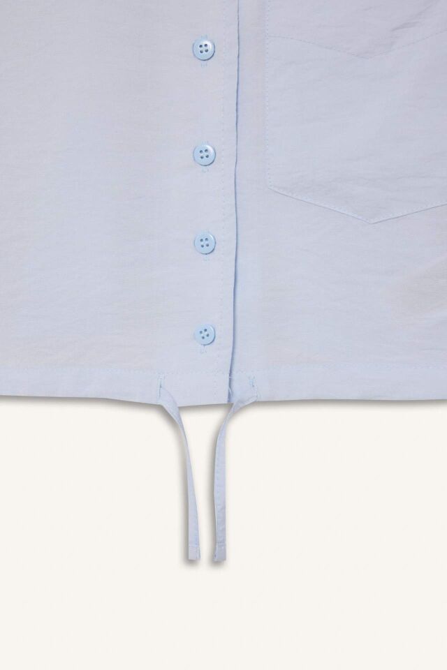 Kız Çocuk Cropped Fit Kısa Kollu Gömlek