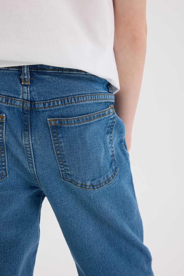 Erkek Çocuk Straight Fit Düz Paça Basic Düz Jean Pantolon