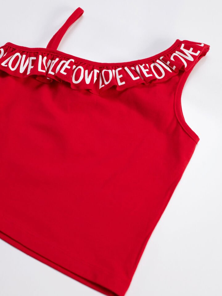 Gelincik Kız Çocuk T-shirt Etek Takım 3 Y - Kırmızı, Mavi