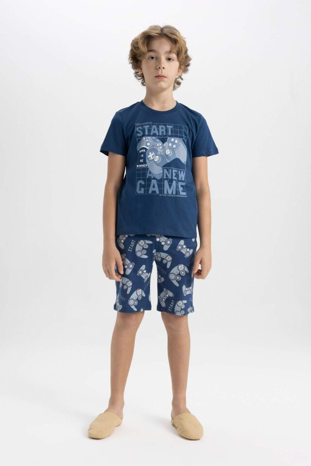 Erkek Çocuk Pijama Takımı Baskılı Kısa Kollu Üst Şort