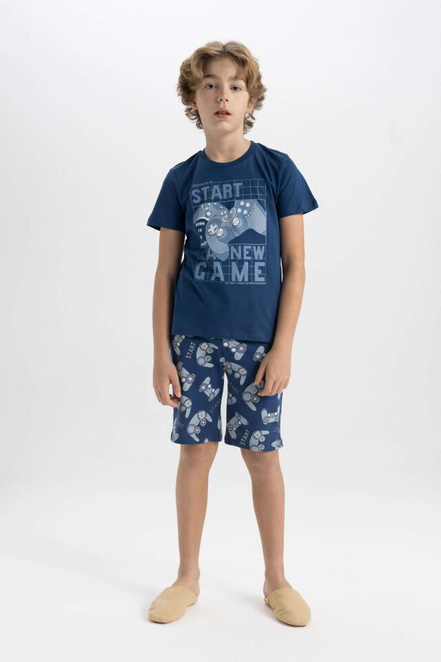 Erkek Çocuk Pijama Takımı Baskılı Kısa Kollu Üst Şort