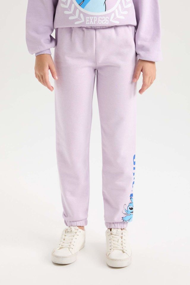Kız Çocuk Disney Lilo & Stitch Beli Lastikli Standart Fit  Jogger Eşofman Altı