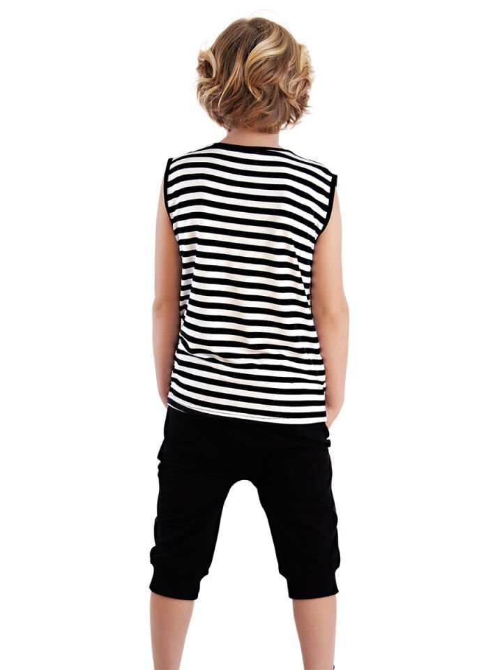 Kuru Kafa Erkek Çocuk T-shirt Kapri Şort Takım 6 Y - Siyah