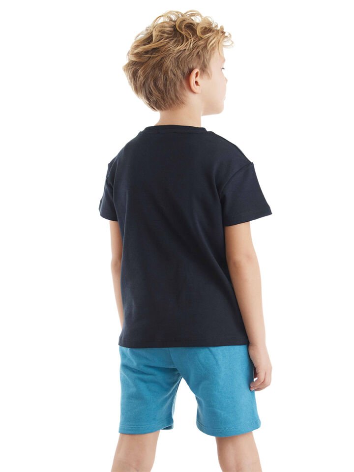 Gezegenler Erkek Çocuk T-shirt Şort Takım 10 Y - Mavi, Siyah