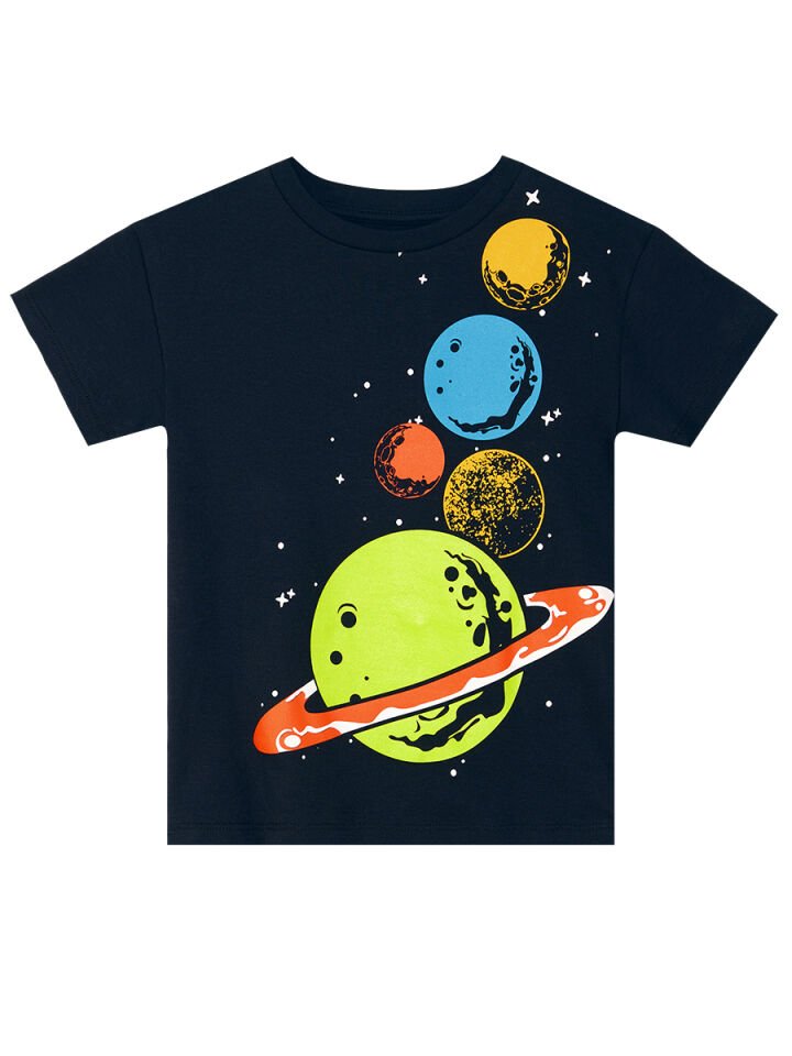 Gezegenler Erkek Çocuk T-shirt Şort Takım 4 Y - Mavi, Siyah