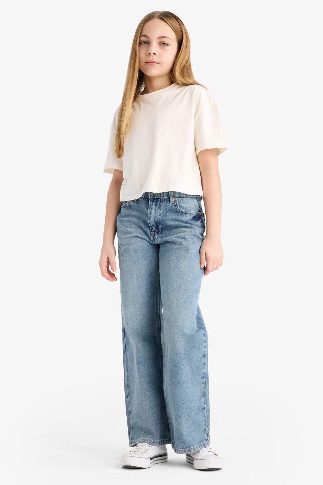 Kız Çocuk Straight Wide Jean Pantolon