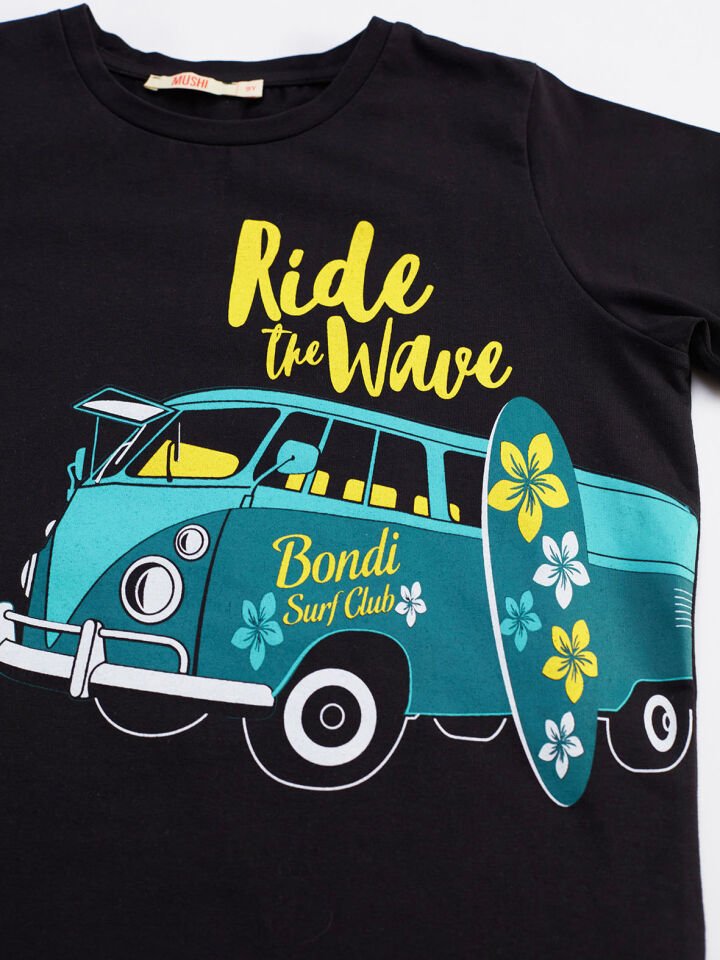 Vosvos Hawai Erkek Çocuk T-shirt Şort Takım 4 Y - Siyah