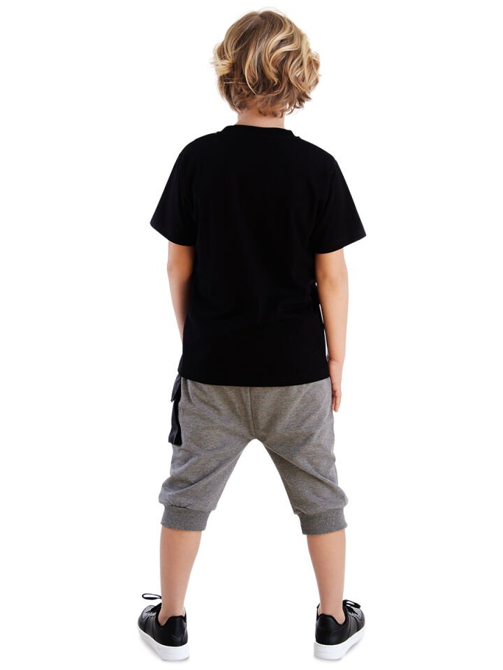 Bisiklet Erkek Çocuk T-shirt Kapri Şort Takım 6 Y - Siyah