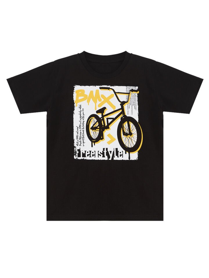 Bisiklet Erkek Çocuk T-shirt Kapri Şort Takım 6 Y - Siyah