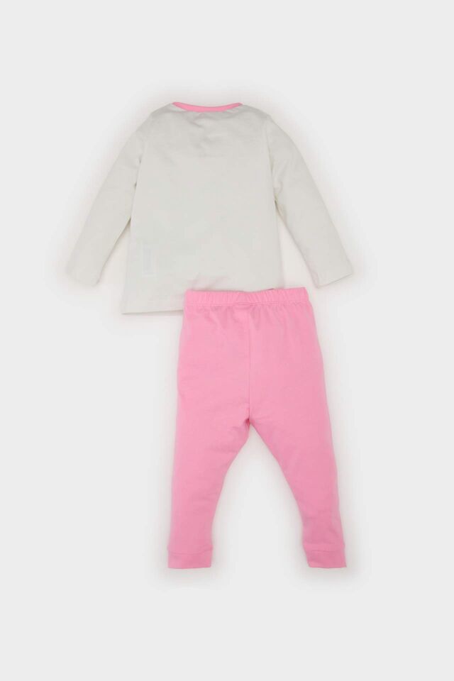 Kız Bebek Pijama Takımı Baskılı Uzun Kollu Penye Üst Beli Lastikli Uzun Alt
