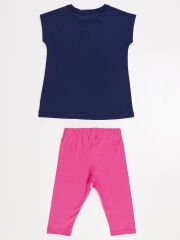 Star Cat Kız Çocuk T-shirt Tayt Takım 3 Y - Lacivert, Pembe