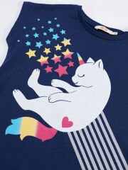 Star Cat Kız Çocuk T-shirt Tayt Takım 3 Y - Lacivert, Pembe