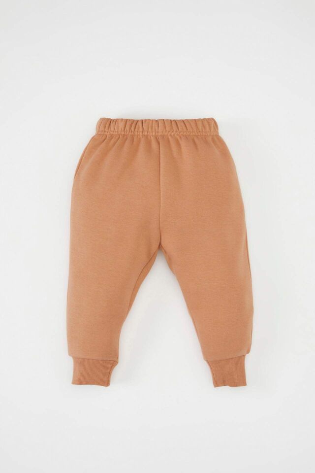 Kız Bebek 2'li Takım Baskılı Bisiklet Yaka Sweatshirt Üst Beli Lastikli Eşofman Altı