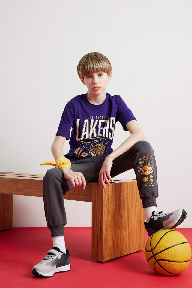 Erkek Çocuk NBA Los Angeles Lakers Beli Paçası Lastikli Cepli Eşofman Altı