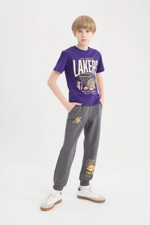 Erkek Çocuk NBA Los Angeles Lakers Beli Paçası Lastikli Cepli Eşofman Altı