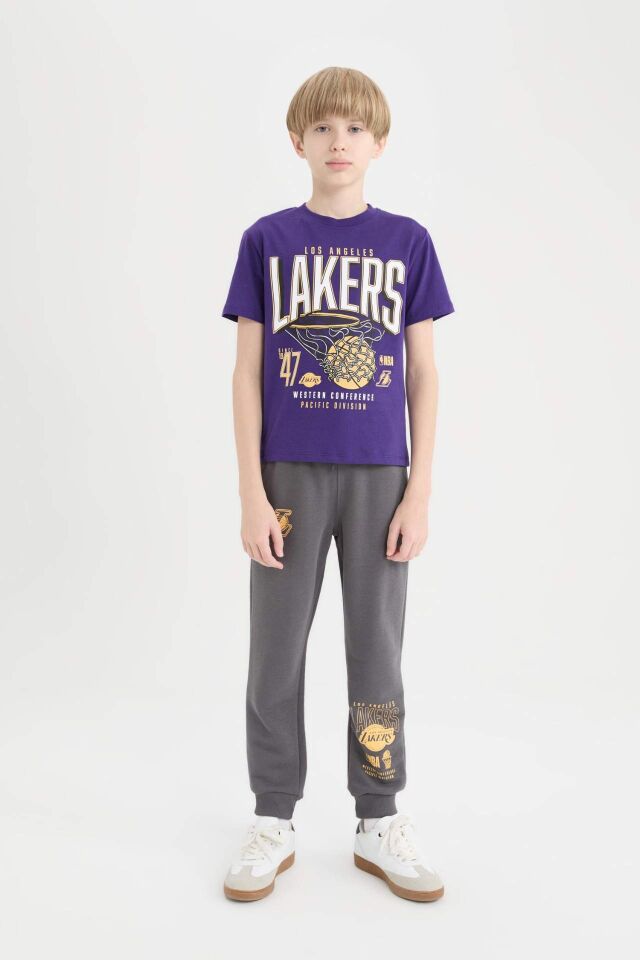 Erkek Çocuk NBA Los Angeles Lakers Beli Paçası Lastikli Cepli Eşofman Altı