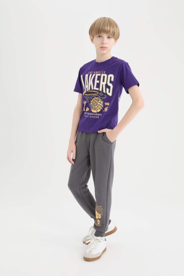 Erkek Çocuk NBA Los Angeles Lakers Beli Paçası Lastikli Cepli Eşofman Altı