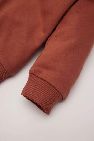 Erkek Bebek 2'li Takım Baskılı Bisiklet Yaka Sweatshirt Beli Lastikli Cepli Eşofman Altı