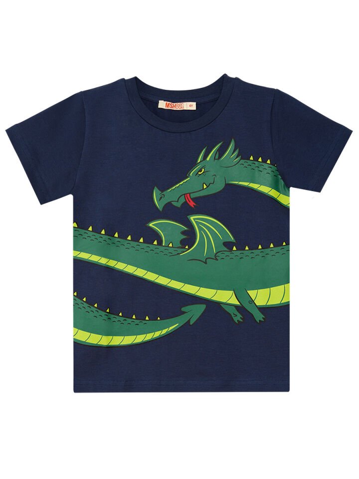 Ejderha Erkek Çocuk T-shirt Şort Takım 4 Y - Lacivert, Yeşil