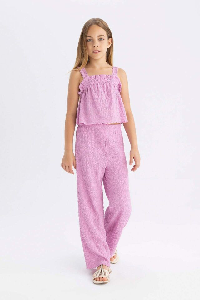 Kız Çocuk Wide Leg Geniş Bol Paça Bürümcük Pantolon