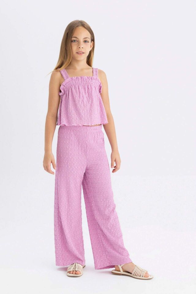 Kız Çocuk Wide Leg Geniş Bol Paça Bürümcük Pantolon