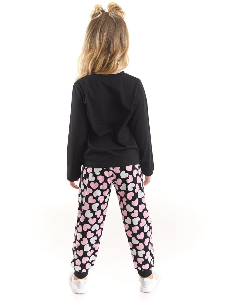 Tatlı Tavşan Kız Çocuk T-shirt Pantolon Takım 2 Y - Siyah, Pembe